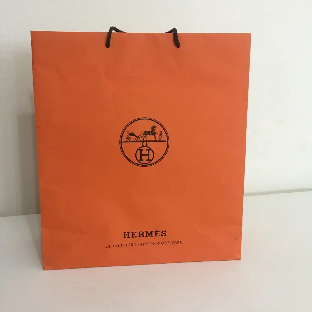 Hermes Authentic Paper Shopping Gift Bag 18.5 x 16.5 x 6.5 Rectangular Orange